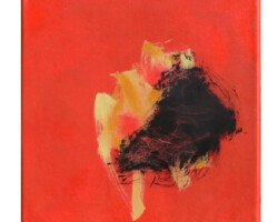 Sobre Fondo Rojo 2007 30 x 30 cm Serie Gestos